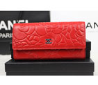 2015 Chanel Camellia Tri-Fold Wallet Original Leater A50084 Red A50084