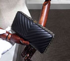 2015 Chanel Chevron Evening Bag Sheepskin Leather A69404 Black A69404