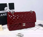 2015 Chanel Classic Flap Bag 1112 Original Patent Leather Claret with Silver Hardware 1112