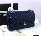 2015 Chanel Classic Flap Bag 1112 Original Patent Leather Royalblue with Silver Hardware 1112