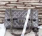 2015 Chanel Classic Flap Bag 2.55 Series Earthworms grain patent leather 1112 Grey 1112