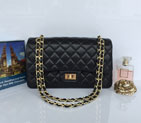 2015 Chanel Classic Flap Bag 2.55 Series Original Lambskin Leather 1112 Black Gold 1112