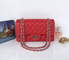 2015 Chanel Classic Flap Bag 2.55 Series Original Lambskin Leather 1112 Red Silver 1112