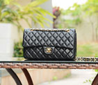 2015 Chanel Classic Flap Bag Black Sheepskin leather A37586 Gold A37586
