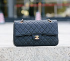 2015 Chanel Classic Flap Bag Caviar Leather 1113 Black with Gold 1113