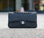 2015 Chanel Classic Flap Bag Caviar Leather 1113 Black with Silver 1113