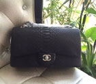 2015 Chanel Classic Flap Bag Genuine Python Leather 1113 Black 1113