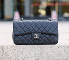 2015 Chanel Classic Flap Bag Original Sheepskin Leather 1113 Black with Silver 1113