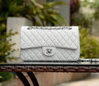 2015 Chanel Classic Flap Bag White Sheepskin leather A37586 Silver A37586
