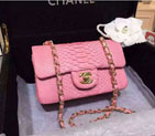 2015 Chanel Classic Flap Bags Python Leather A1116 Pink A1116