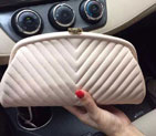 2015 Chanel Clutch Chevron Sheepskin Leather A35487 Offwhite A35487