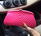 2015 Chanel Clutch Chevron Sheepskin Leather A35487 Rose A35487