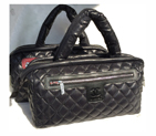 2015 Chanel Coco Cocoon Satchel Bag eiderdown A47205 Black&Black A47205
