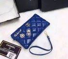 2015 Chanel Coin Purse Blue Sheepskin Leather A2207 A2207