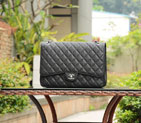 2015 Chanel Jumbo Quilted Classic Caviar Leather Flap Bag A58601 Black in Silver A58601