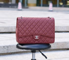 2015 Chanel Jumbo Quilted Classic Caviar Leather Flap Bag A58601 Burgundy in Silver A58601