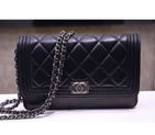 2015 Chanel LE Boy A33815 Original Sheepskin Leather Flap Shoulder Bags Black with Silver A33815