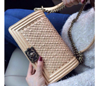 2015 Chanel LEY Boy Flap Shoulder Bag Gold Original Leather A67086 A68036