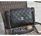 2015 Chanel Large Caviar Leather Messenger Bag A30456 Black A30456