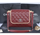 2015 Chanel Large Caviar Leather Messenger Bag A30456 Burgundy A30456