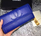 2015 Chanel Matelasse Bi-Fold Wallet Calfskin Leather A66608 Blue A66608