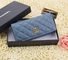 2015 Chanel Matelasse Bi-Fold Wallet Original Leather A219002 SkyBlue A219002
