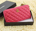 2015 Chanel Matelasse Calfskin Leather Zip Around Wallet A219007 Rose A219007
