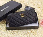 2015 Chanel Matelasse Original Leather Zip Around Wallet A219004 Black A219004