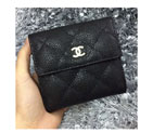2015 Chanel Matelasse Tri-Fold Wallet Caviar Leather A48980 Black A48980