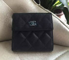 2015 Chanel Matelasse Tri-Fold Wallet Original Caviar Leather A48980 Black with Silver A48980