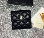 2015 Chanel Matelasse Tri-Fold Wallet Original Sheepskin Leather A48980 Black A48980
