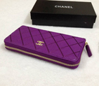 2015 Chanel Matelasse Zip Around Wallet Original leather A9559 Purple A9559
