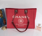 2015 Chanel Medium Canvas Tote Shopper Bag A68045 Rose&Burgundy A68045