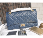 2015 Chanel Original Glazed Crackled Leather Classic Flap Bag A30225 Royal A30225