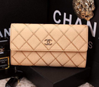 2015 Chanel Original Leather Bi-Fold Wallet A9556 Apricot A9556