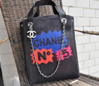 2015 Chanel Patchwork Shearling Large Shopping Bag A92594 Black A92594