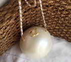 2015 Chanel Plexiglass Pearl Clutch Bag R14 White R14