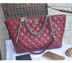 2015 Chanel Shopper Bag Sheepskin Leather A49336 Burgundy A49336