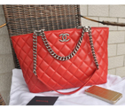 2015 Chanel Shopper Bag Sheepskin Leather A49336 Red A49336