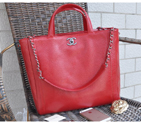 2015 Chanel Shopper Tote Bag Calfskin Leather A90396 Red A90396