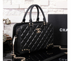 2015 Chanel Shopper Tote Bag Sheepskin Leather CHA8003 Black A8016