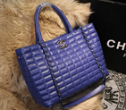 2015 Chanel Shopper Tote Bags Sheepskin Leather A68035 Royalblue A68035
