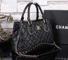 2015 Chanel Shopper Tote Bags Sheepskin Leather A8016 Black A8016