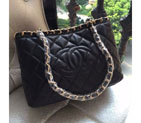 2015 Chanel Shopping Bag Original Sheepskin Leather A50496 Black A50496