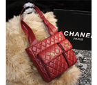 2015 Chanel Shoulder Tote Bag Sheepskin Leather A68032 Red A68032