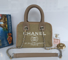 2015 Chanel Small Canvas Tote Shopper Bag A68043 Apricot A68043