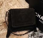 2015 Chanel Suede Leather Messenger Bag A68033 Black A68033