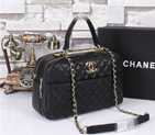 2015 Chanel Top Shoulder Bag Original Leather A68065 Black A68065