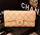 2015 Chanel Tri-Fold Wallet Original Leather A9557 Apricot A9557