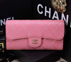 2015 Chanel Tri-Fold Wallet Original Leather A9557 Pink A9557